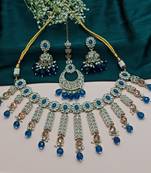 Indian bollywood  tradtional gold plated bridal kundan choker wedding earring necklace jewellery set