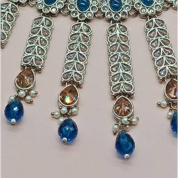 Indian bollywood  tradtional gold plated bridal kundan choker wedding earring necklace jewellery set 2