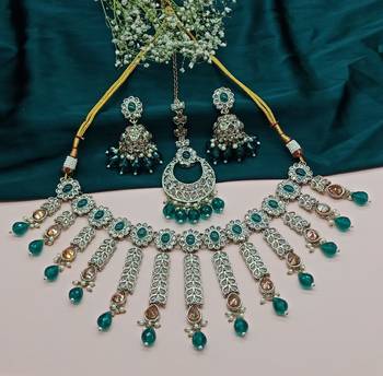 Indian bollywood  tradtional gold plated bridal kundan choker wedding earring necklace jewellery set 1