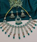 Indian bollywood  tradtional gold plated bridal kundan choker wedding earring necklace jewellery set