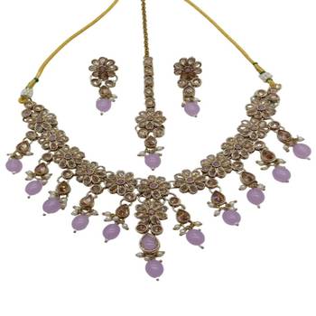 Indian bollywood  tradtional gold plated bridal kundan choker wedding earring necklace jewellery set 4