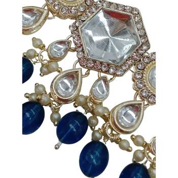 Indian bollywood  tradtional gold plated bridal kundan choker wedding earring necklace jewellery set 4