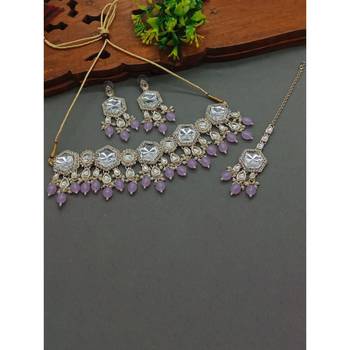 Indian bollywood  tradtional gold plated bridal kundan choker wedding earring necklace jewellery set 1