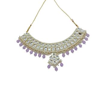 Indian bollywood  tradtional gold plated bridal kundan choker wedding earring necklace jewellery set 2