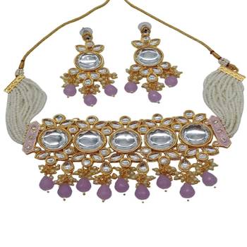  Tradtional Gold Plated Bridal Kundan Choker Wedding Earring Necklace Jewellery Set 2