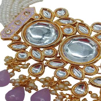  Tradtional Gold Plated Bridal Kundan Choker Wedding Earring Necklace Jewellery Set 3