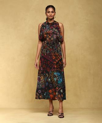 Aarke multi color printed chanderi kaftan 1