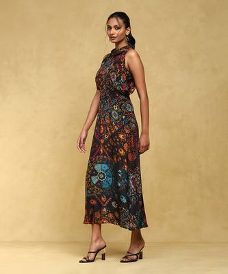 Aarke multi color printed chanderi kaftan 2