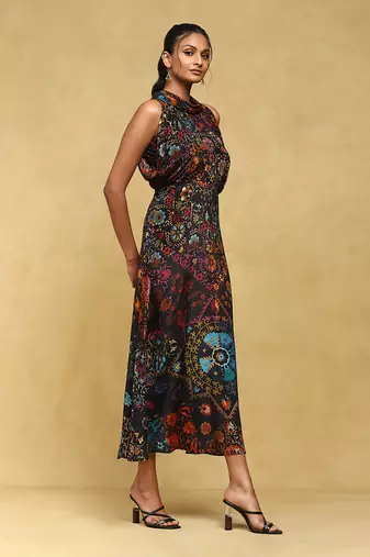Aarke multi color printed chanderi kaftan