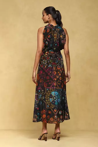 Aarke multi color printed chanderi kaftan