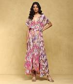 Aarke pink printed viscose long dress