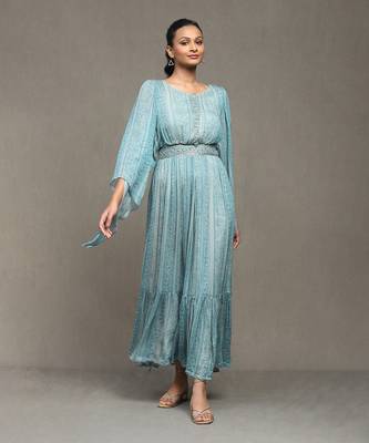 Aarke blue botanic print long dress 1