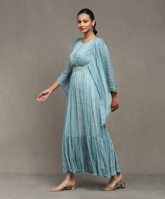 Aarke blue botanic print long dress 2