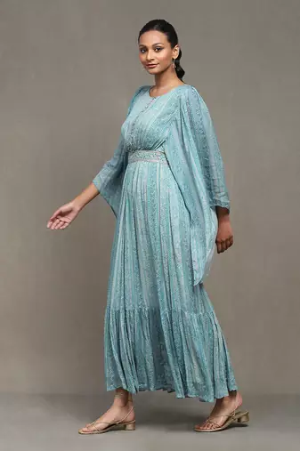Aarke blue botanic print long dress