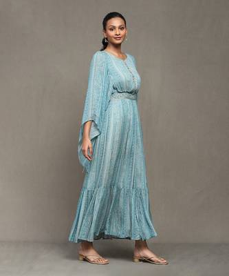 Aarke blue botanic print long dress 3