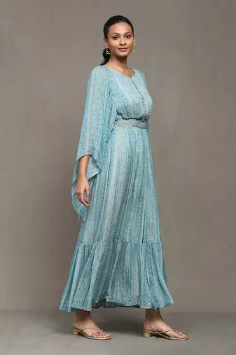 Aarke blue botanic print long dress