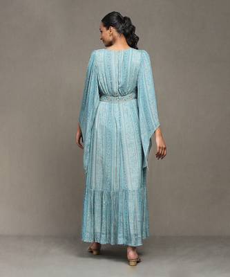 Aarke blue botanic print long dress 4