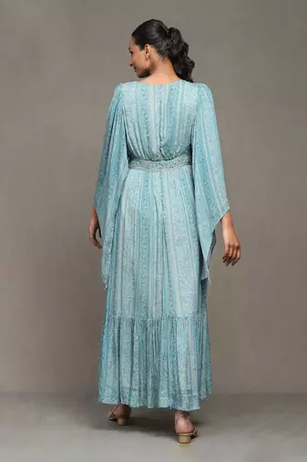 Aarke blue botanic print long dress