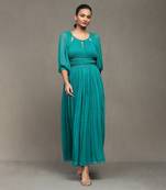 Aarke teal solid long dress