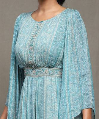 Aarke blue botanic print long dress 5