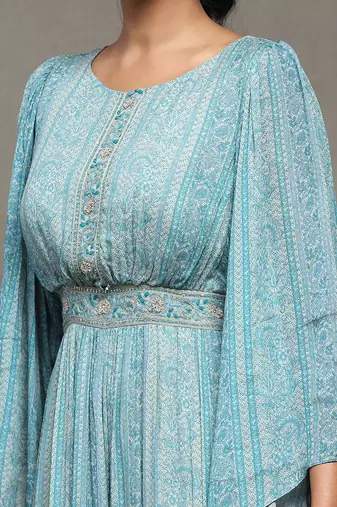 Aarke blue botanic print long dress