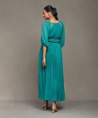 Aarke teal solid long dress 4