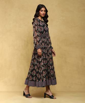 Aarke black botanic print long dress 3
