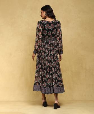 Aarke black botanic print long dress 4