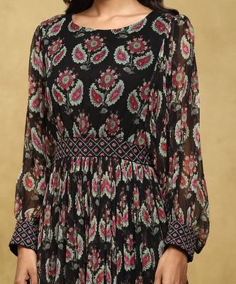 Aarke black botanic print long dress 5