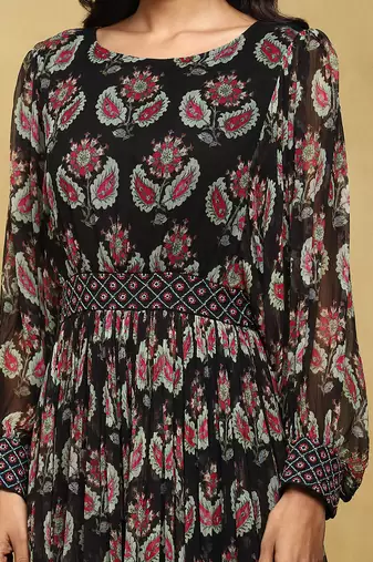 Aarke black botanic print long dress