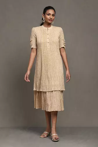 Aarke beige check long dress