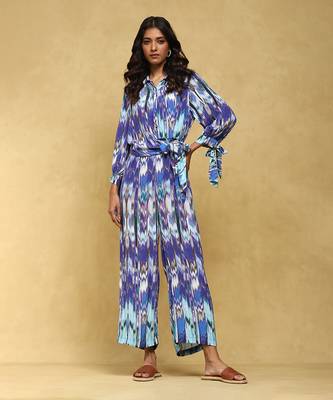 Aarke blue printed viscose jumpsuit 1