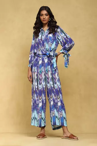 Aarke blue printed viscose jumpsuit