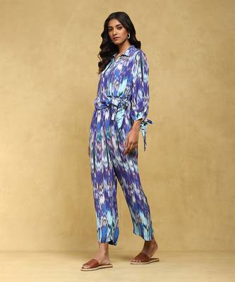 Aarke blue printed viscose jumpsuit 2
