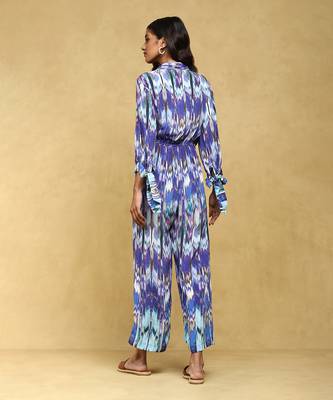 Aarke blue printed viscose jumpsuit 4