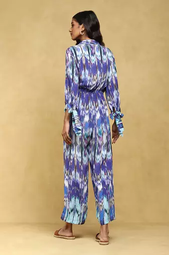 Aarke blue printed viscose jumpsuit