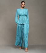 Aarke blue botanic print kurti with palazzo co-ord set