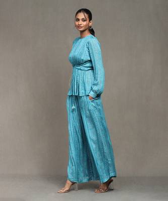 Aarke blue botanic print kurti with palazzo co-ord set 2