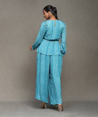 Aarke blue botanic print kurti with palazzo co-ord set 4