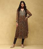 Aarke brown printed kurta set