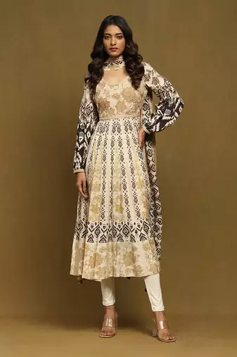 Aarke black anarkali printed kurta set