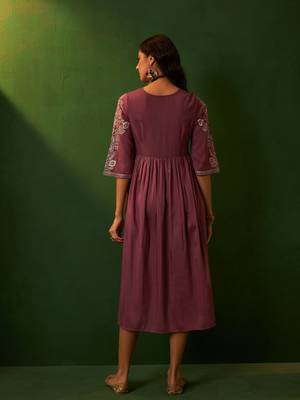 Ziyaa peach chinon flare dress 4