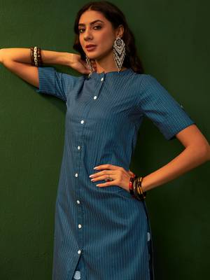 Ziyaa teal chinon straight kurta palazzo set 2