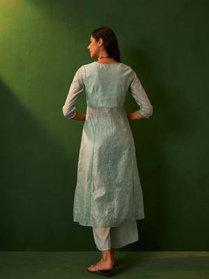 Ziyaa aqua chandari flare kurta palazzo set 4