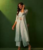 Ziyaa aqua chandari flare kurta palazzo set
