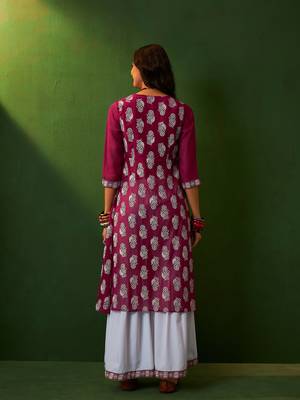Ziyaa pink georgette flare kurta sharara set 4