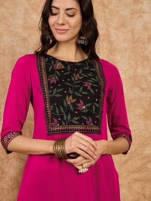 Ziyaa women's pink crepe kurta and pant set 2
