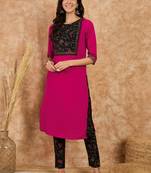 Ziyaa women's pink crepe kurta and pant set