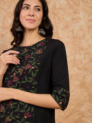 Ziyaa women's black crepe kurta and pant set 2