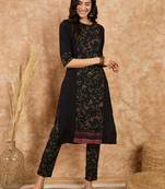 Ziyaa women's black crepe kurta and pant set